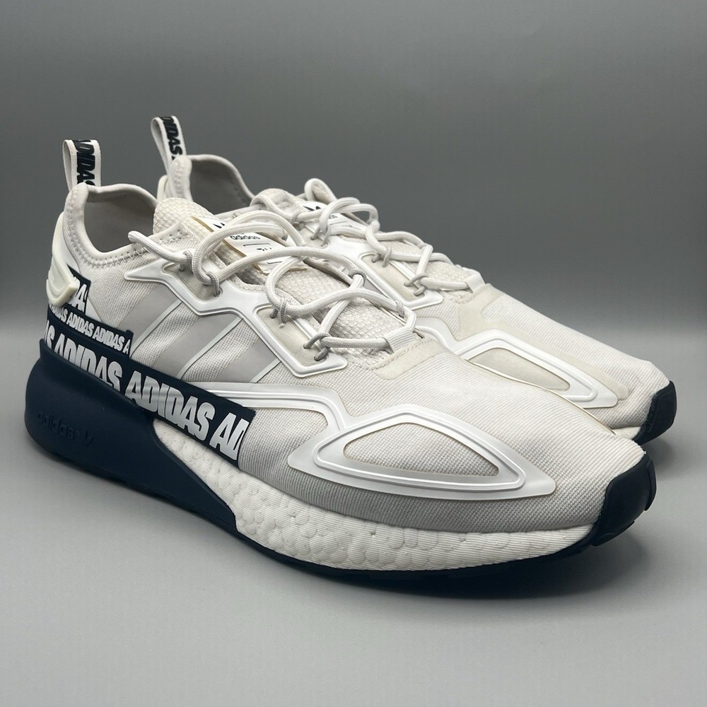 Adidas ZX 2K Boost Bold Logo Graphic White Navy - Men's Size 12 USED